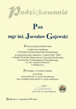 Aktywność w Radzie Wydziału 2008-2009