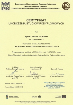 PK 2012 - Eurokody Certyfikat